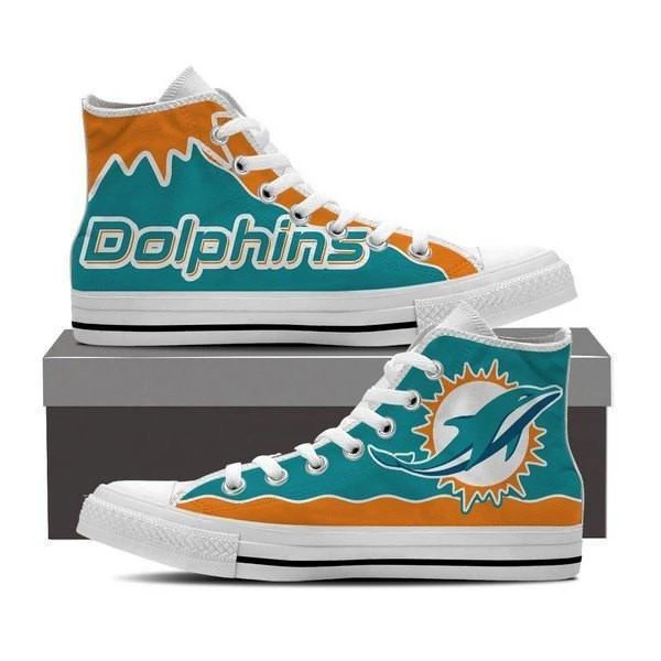 Women's NFL Miami Dolphins Repeat Print High Top Sneakers 001